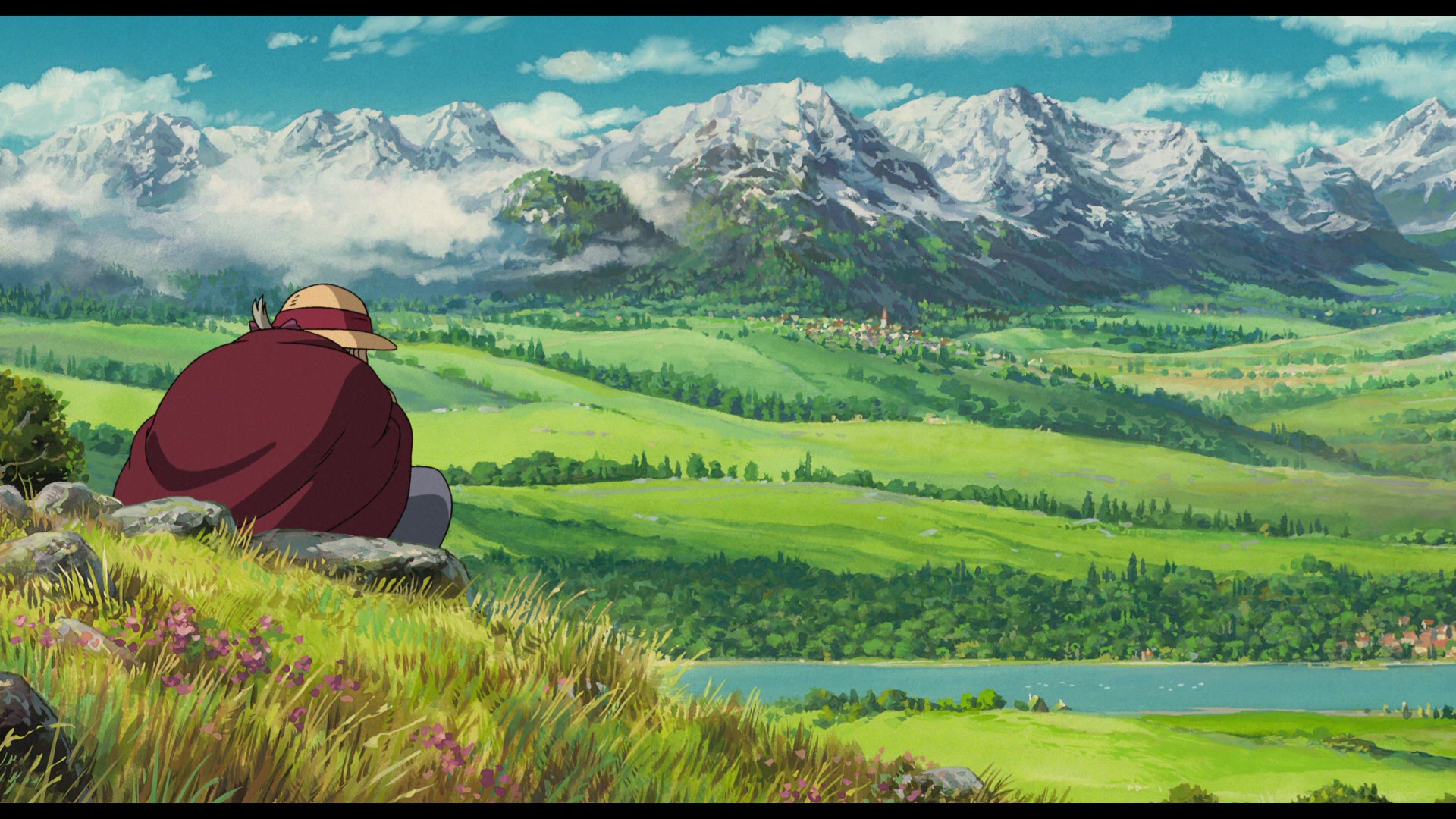 Ghibli миядзаки. Хаяо Миядзаки Ходячий замок. Хаяо Миядзаки природа Ходячий замок Хаула. Пейзажи Хаяо Миядзаки Ходячий замок. Пейзажи из аниме Хаяо Миядзаки Ходячий замок.